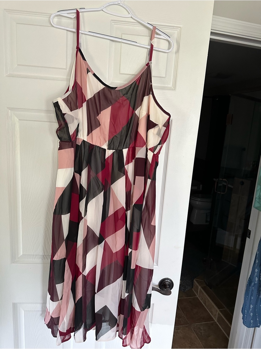 Torrid Burgundy Geometric Chiffon Midi dress, size 3x